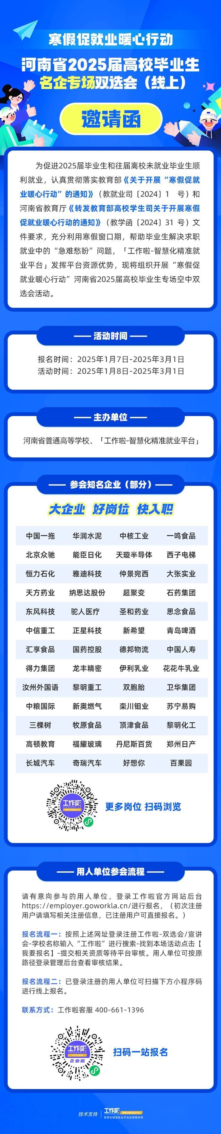 “寒假促就业暖心行动”河南省2025届高校毕业生名企专场双选会（线上）
